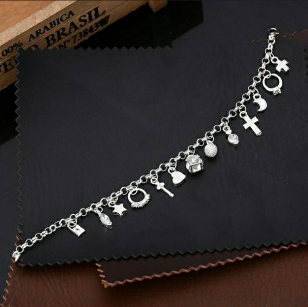 925 Sterling Silver Charm Bracelet - Picture 6 of 6